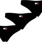 Tommy Hilfiger 3 PACK THONG Kadın İç Giyim, Siyah, XS