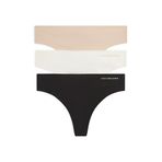 Tommy Hilfiger 3 PACK THONG Kadın Tanga, Ivory/Misty Blush/Black, XS