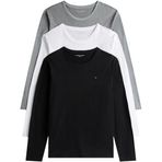 Tommy Hilfiger 3Lü Paket Ls Tee Erkek Iç Giyim, Beyaz, Xl
