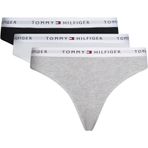 Tommy Hilfiger Bayan 3'lü paket string tanga iç çamaşırı, Beyaz (Beyaz/Siyah/Gri Heather), S