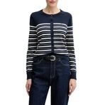Tommy Hilfiger Bayan hırka jarse dikiş hırka zarif, Mavi (Dark Night Navy/Calico Multi Stp), XL