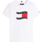 Tommy Hilfiger Beyaz Erkek Çocuk Baskılı T-Shirt KB0KB10275YBR - 10 Yaş