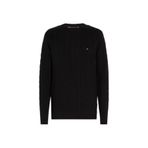 Tommy Hilfiger Bisiklet Yaka Saç Örgüsü Pamuklu Triko Kazak, XL, TYCFF83AD16B79D60DD9EBD00, Triple Black, Erkek