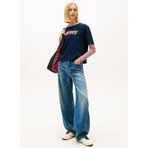 Tommy Hilfiger Boxy Tommy Applique Kadın Mavi T-Shirt