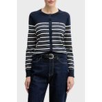 Tommy Hilfiger Çizgili % 100 Pamuk Regular Fit Düğmeli Kazak Bayan Kazak WW0WW42370 0A6 - Lacivert - XL