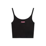 Tommy Hilfiger Crop Script Label Tank T-Shirt, XS, DW0DW20924, Siyah, Kadın