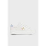 Tommy Hilfiger Deri Platform Sneaker Ayakkabı Bayan Ayakkabı FW0FW08464 0lh - Ekru - Mavi