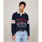 Tommy Hilfiger DM0DM19508-C1G Lacivert Varsity Casual Fit Rugby Polo Erkek Sweatshirt