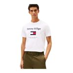 Tommy Hilfiger Embro Flag Tee T-Shirt, L, MW0MW42736YBR, BEYAZ, Erkek