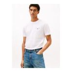 Tommy Hilfiger Erkek %100 Pamuklu Normal Kalıp Yuvarlak Yakalı Kısa Kollu Beyaz T-Shirt