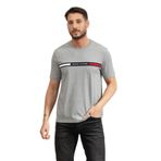 Tommy Hilfiger Erkek Bisiklet Yaka T-Shirt, Chest Insert Detaylı, Gri, L Beden