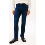 Tommy Hilfiger Erkek Bleecker Tam Kalıp Solma Efektli Jean Pantolon - Koyu Mavi