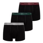 Tommy Hilfiger Erkek Boxer, 3'lü Paket, Metalik Bel Bantlı, Siyah, XXL