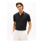 Tommy Hilfiger Erkek Düğme Kapama Kısa Kol %100 Pamuk Siyah Polo Yaka T-Shirt
