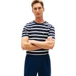 Tommy Hilfiger Erkek ESS Reg Fit Stripe Pocket Tee Mw0mw41378 S/S T-Shirt, Mavi (Desert Sky / Ekru Çizgili), XL