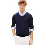 TOMMY HILFIGER Erkek ESSENTIAL COTTON V NECK Sweater Desert Sky XXL