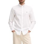 Tommy Hilfiger Erkek Flex Dobby Sf Shirt Mw0mw41684 L/S Tişört, beyaz (beyaz), L