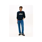 Tommy Hilfiger Erkek Kazak, Sezonsal Grafik,%100 Organik Pamuk, Koyu Lacivert
