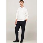 Tommy Hilfiger Erkek Logolu Bisiklet Yaka Beyaz Kazak
