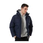 Tommy Hilfiger Erkek Mont, Kapüşonlu, Mavi, L Beden