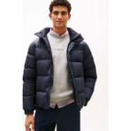 Tommy Hilfiger Erkek Normal Kalıp Kapitone Desenli Kuş Tüyü Dolgulu Isı Yalıtımlı Kapüşonlu Mavi Mont MW0MW40613-DW5 - 3XL