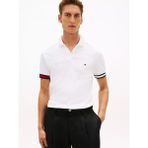 Tommy Hilfiger Erkek Normal Kalıp Logo Bayrak Işlemeli Pamuklu Kısa Kollu Beyaz Polo Yaka T-Shirt MW0MW42743-YBR