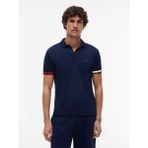 Tommy Hilfiger Erkek Normal Kalıp Logo Bayrak Işlemeli Pamuklu Kısa Kollu Lacivert Polo Yaka T-Shirt MW0MW42743-DCC - XL