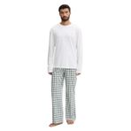 Tommy Hilfiger Erkek Pijama Takımı, Beyaz, Uzun Kollu, XL Beden