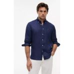Tommy Hilfiger Erkek Regular Fit %100 Keten Logo Imzalı Uzun Kollu Lacivert Gömlek MW0MW41530-DCC - 2XL