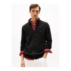 Tommy Hilfiger Erkek Regular Fit %100 Pamuklu Fermuarlı Dik Yaka Uzun Kollu Siyah Hırka