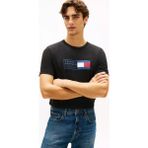 Tommy Hilfiger Erkek Regular Fit Logo Bayrak Baskılı Pamuklu Yuvarlak Yakalı Kısa Kollu Siyah T-Shirt MW0MW42366-BDS
