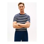 Tommy Hilfiger Erkek Regular Fit Yuvarlak Yakalı Çizgili Pamuklu Kısa Kollu Mavi T-Shirt