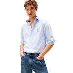 Tommy Hilfiger Erkek TH Flex Regular Fit Poplin Gömlek, Açık Mavi, S Beden