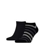 Tommy Hilfiger Erkek Th Men Duo Stripe spor ayakkabı ayak çorabı (2'li paket), siyah (Black 200), 39-42