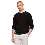 Tommy Hilfiger Erkek Waffle Örgü Bisiklet Yaka Kazak Hafif Kazak, Büyük ve Uzun Boylarda da Mevcuttur, Siyah, 4XL Büyük Uzun