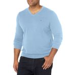 Tommy Hilfiger Erkekler Temel Uzun Kollu Pamuk V-Yaka Kazak Kazak, Orta Chambray, XL