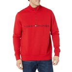 Tommy Hilfiger Erkekler Uzun Kollu Polar Çeyrek Zip Kazak Sweatshirt, Haute Kırmızı, XL Uzun