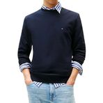 Tommy Hilfiger Essential Terry Crewneck Erkek Sweatshirt, Mavi, XXL