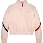 Tommy Hilfiger Global Stripe Half Zip Kız Çocuk Sweatshirt, Pembe, 86