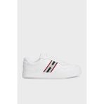 Tommy Hilfiger Hakiki Deri Logolu Bağcıklı Sneaker Ayakkabı Bayan Ayakkabı FW0FW09001 Ybs - Beyaz