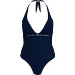 Tommy Hilfiger Halter One Piece Rp (Ext Sizes) Kadın Mayo, Mavi, Xs