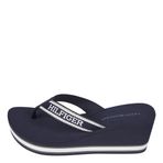 Tommy Hilfiger Hilfiger Wedge Beach Sandal Kadın Terlik, Mavi, 41