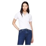 TOMMY HILFIGER Kadın 1985 SLIM PIQUE POLO SS Polo Tişört Th Optic White M