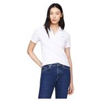 TOMMY HILFIGER Kadın 1985 SLIM PIQUE POLO SS Polo Tişört Th Optic White XS
