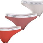Tommy Hilfiger Kadın 3 Pack Thong (Ext Sizes) İç Giyim, Crushed Coral/Coral Clay/Barely T, XS