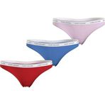 Tommy Hilfiger Kadın 3 Pack Thong (Ext Sizes) İç Giyim, Fierce Red/Blue Spell/Pearly Pink, L
