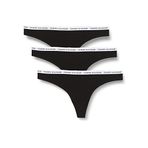 Tommy Hilfiger Kadın 3'lü paket Strings 3 PK Thong streç, Black/Black/Black, XL