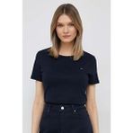 Tommy Hilfiger Kadın Basic Pamuklu T-Shirt Kısa Kol Günlük Stil %100 Pamuk Kahverengi - Lacivert - 2XS