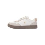 Tommy Hilfiger Kadın Deri Rahat Taban Th Metal Logo Bağcıklı Beyaz Sneaker Fw0Fw09022-01S,Beyaz 39