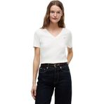 TOMMY HILFIGER Kadın NEW SLIM CODY V-NK SS Tişört Nos Ecru M